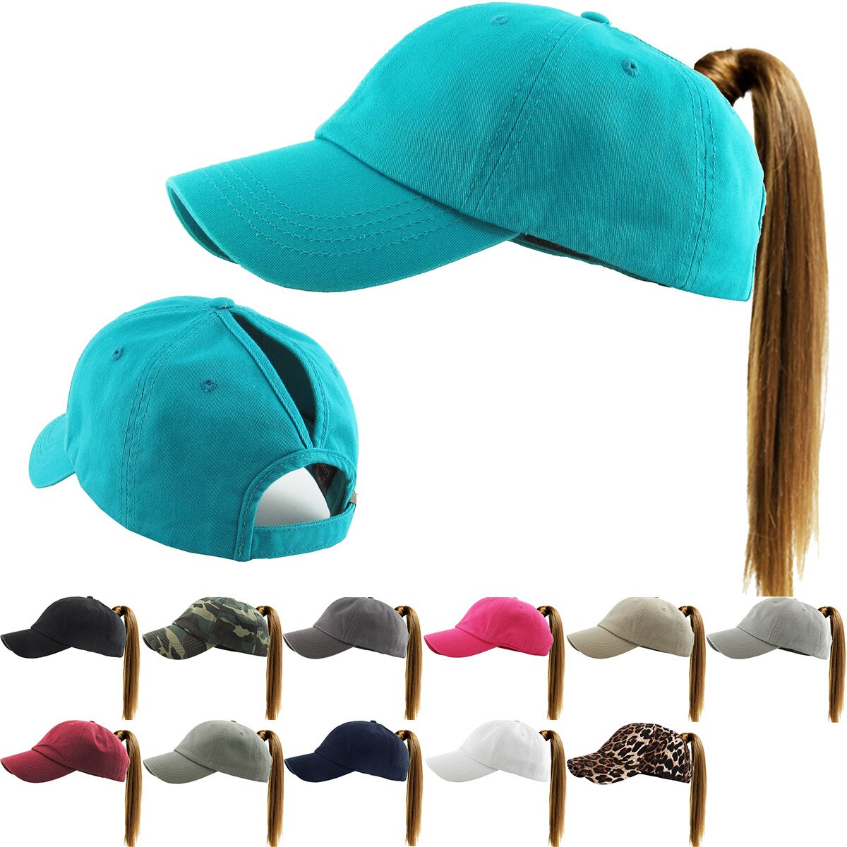 KEBTHOS Classic Smooth Cotton Ponytail Ballcap